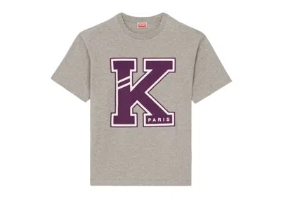 Pre-owned Kenzo Men's  Varsity T-shirt In Pearl Grey In Gray