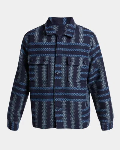 Kenzo Weave Shirt Jacket In Blue