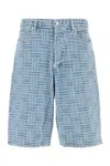 Kenzo Mens Regular-fit Weave-pattern Denim Shorts Bleached Blue Denim In Multicolor