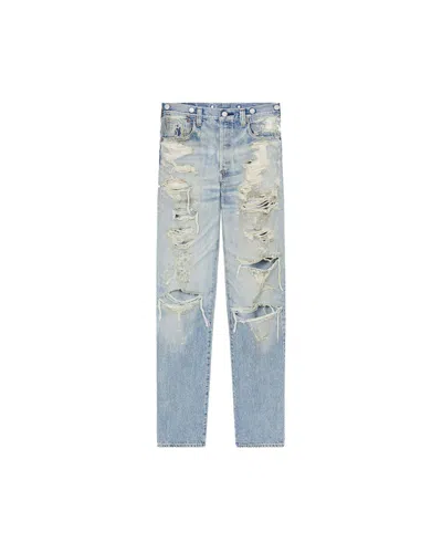 Pre-owned Kenzo Men's  X Levi's 501 1933 Distressed Jeans In Stone Bi Dirty Blue Denim