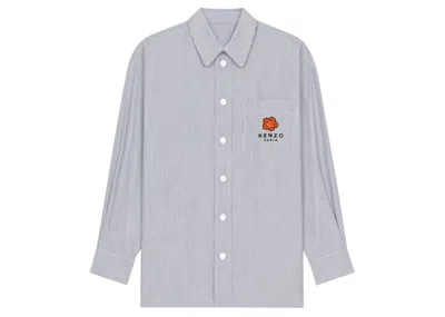 Pre-owned Kenzo Men's  X Nigo Boke Flower Crest On Pocket Oversized Shirt In Midnight Blue