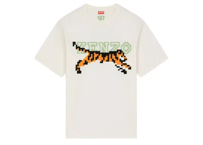 Pre-owned Kenzo Men's  X Nigo Tiger Pixel Oversized T-shirt In Off White