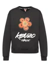 Kenzo Bold Floral Graphic Sweatshirt With Signature Logo In Black