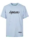 Kenzo Logo Printed Reversible Crewneck T-shirt In Blue