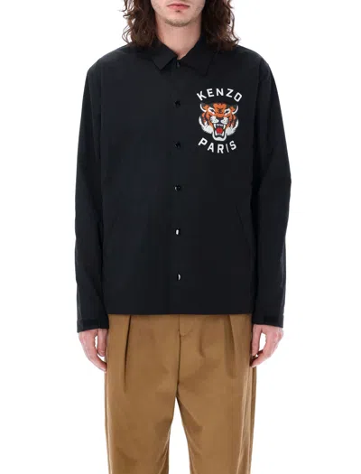 Kenzo Men's Lucky Tiger Coach Jacket For Ss24 In Black