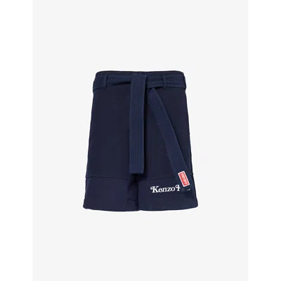 Kenzo By Verdy Woven Cotton Judo Shorts In Midnight Blue