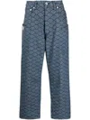 Kenzo Monkey Workwear Jeans With Seigaiha Print In Mixed Colours