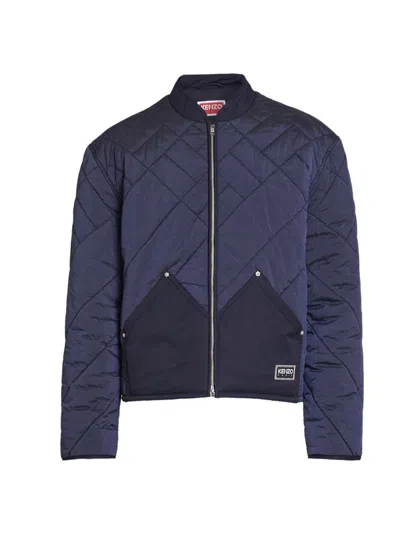 Kenzo Men's Nylon Quilted Jacket In Blue
