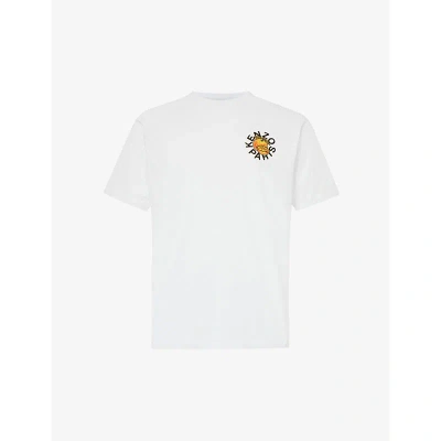 Kenzo Mens Off White Brand-print Crewneck Cotton-jersey T-shirt