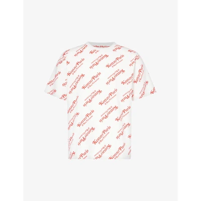 Kenzo Mens Off White X Verdy Brand-print Cotton-jersey T-shirt