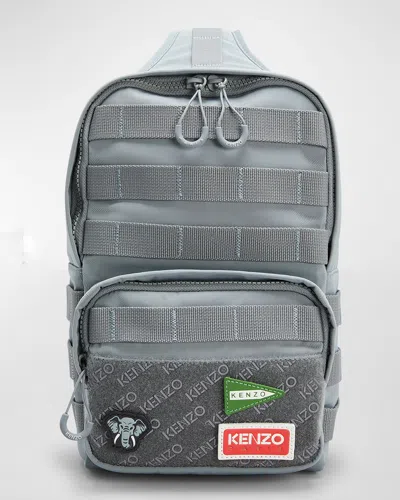 Kenzo Men's One-shoulder Backpack In Gray