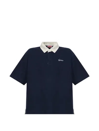 Kenzo Men's Organic Cotton Varsity Relax Polo In Blueblack