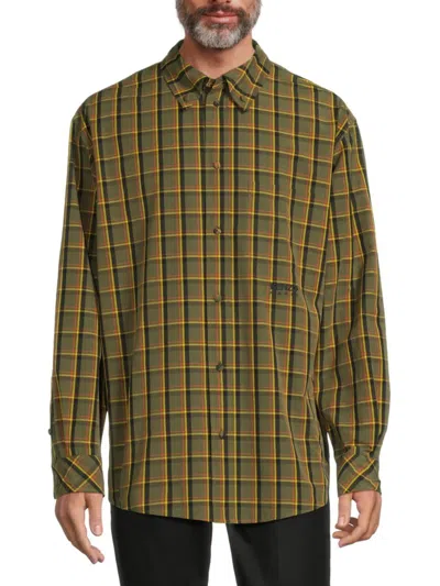 Kenzo Men's Plaid Button Down Shirt In Green
