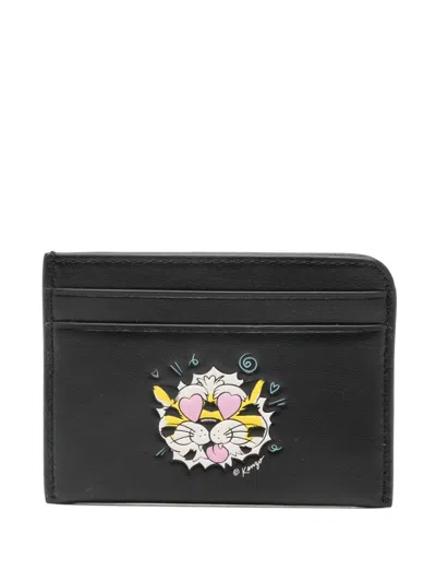Kenzo Men Printed Card Holder In Black