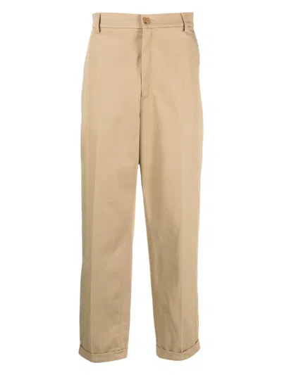 KENZO MEN'S STRAIGHTFORWARD FRONT CLOUSURE COTTON TROUSERS
