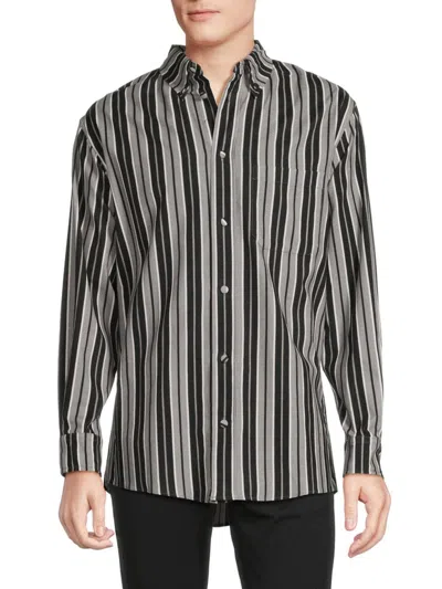 Kenzo Men's Striped Shirt In Grey Multicolor