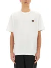 Kenzo White Crewneck T-shirt With Logo Patch On The Front In Cotton Man In Gray