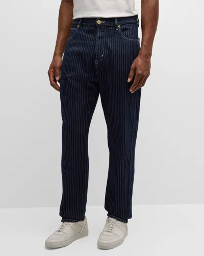 Kenzo Pinstriped Tapered Trousers In Rinse Blue Denim