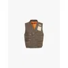 Kenzo Mens V-neck Embroidered-branding Regular-fit Cotton Gilet Taupe In Taupe