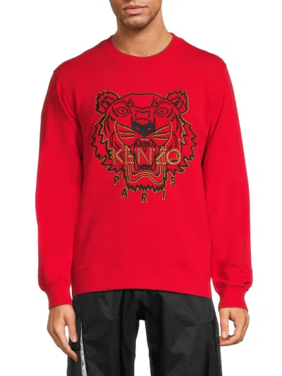 Kenzo Men's Tiger Graphic Crewneck Sweatshirt In Red