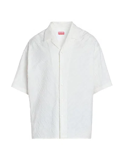 Kenzo Men's Tiger Hawaiian Short-sleeve Shirt In White