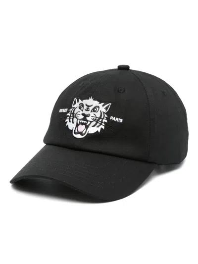 Kenzo Men Tiger Head Cap In Black