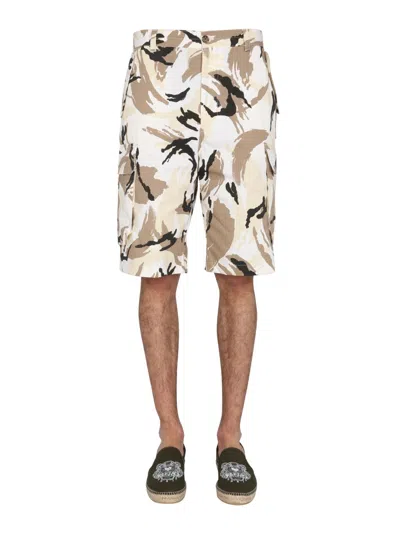 Kenzo Men "tropic Camo" Bermuda In White