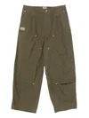 Kenzo Cotton Trousers With Quilted Pattern And Pockets In Green