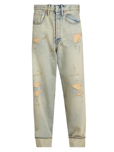 Kenzo Men's Turn-up Wide-fit Jeans In Gray