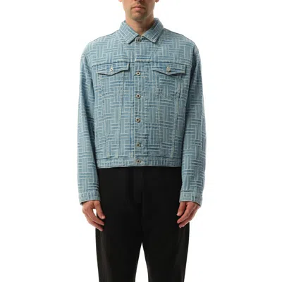 Kenzo Men's Weave Trucker Jacket In Blue Denim