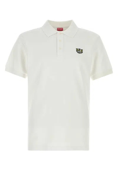Kenzo Men White Piquet Polo Shirt In Neutral