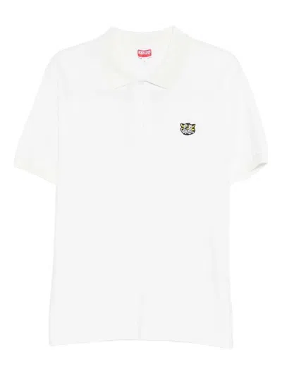 Kenzo Wild Tiger Cotton Polo Shirt In White