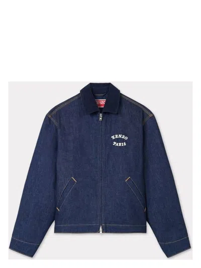 Kenzo Overwork Denim Coat In Blue
