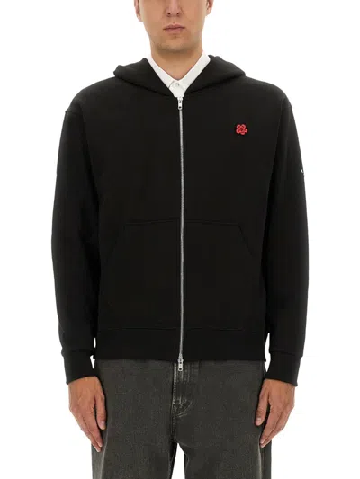 Kenzo Men Zipper Hoodie In Black