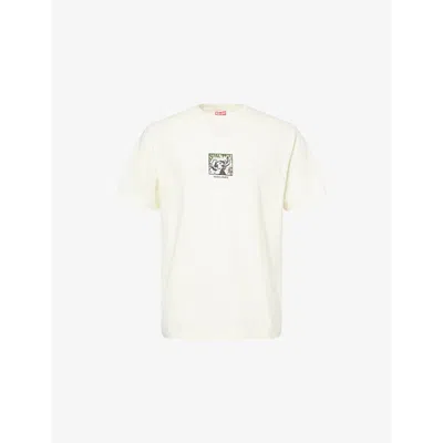 Kenzo Mens Ecru Elephant Graphic-print Cotton-jersey T-shirt Xl
