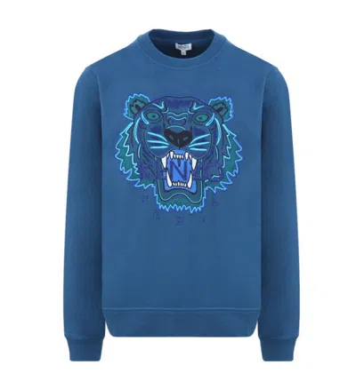 Pre-owned Kenzo Mens 'holiday Capsule' Tiger Blue Sweatshirt In Grey