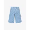 Kenzo Mens Regular-fit Weave-pattern Denim Shorts Bleached Blue Denim In Bleached Blue Denim