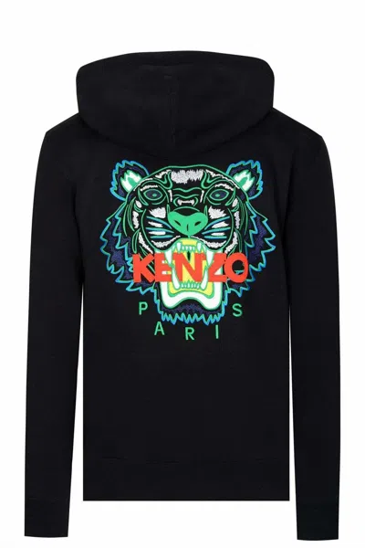 Pre-owned Kenzo Mens Tiger Zipped Black Sweatshirt/hoodie