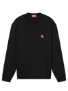 Kenzo Black Knit Jumper With Boke Flower Logo Patch On The Chest In Wool Man In Black