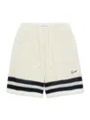 Kenzo Mesh Cotton Shorts Contrast Stripe Hem In White