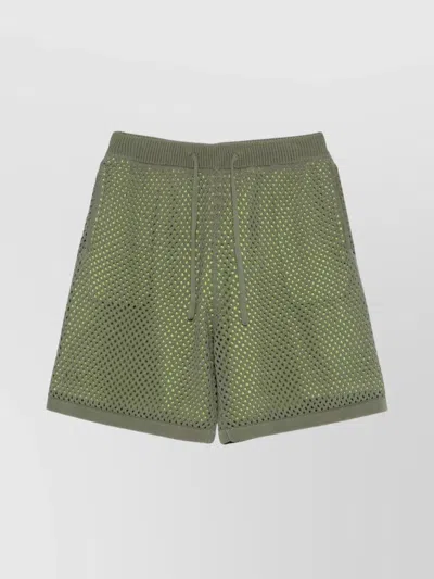 Kenzo Mesh Shorts With Rear Patch Pocket In Brown