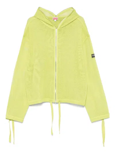 Kenzo Mesh Zip-up Hoodie In Green