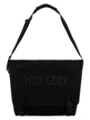Kenzo Black Logo Large Messenger Bag In Black