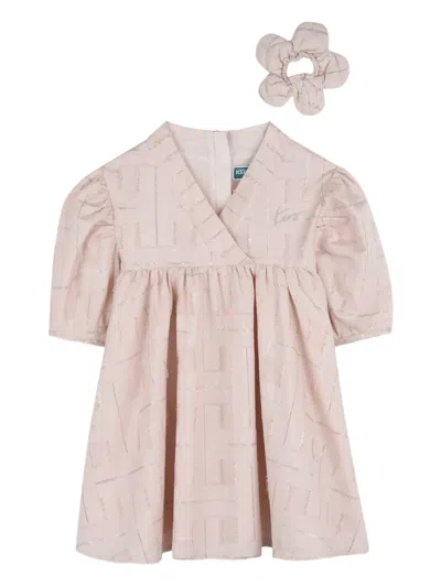 Kenzo Kids' Metallic-threaded Empire-line Dress In Pink