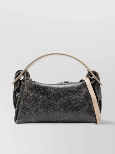 Kenzo Metallic Top Handle Shoulder Bag In Black