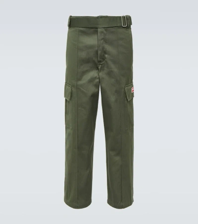Kenzo Mid-rise Cotton Cargo Pants In Green