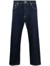 Kenzo Logo-patch Straight-leg Jeans In Blue