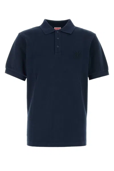 Kenzo Piqué Polo Shirt In Blue