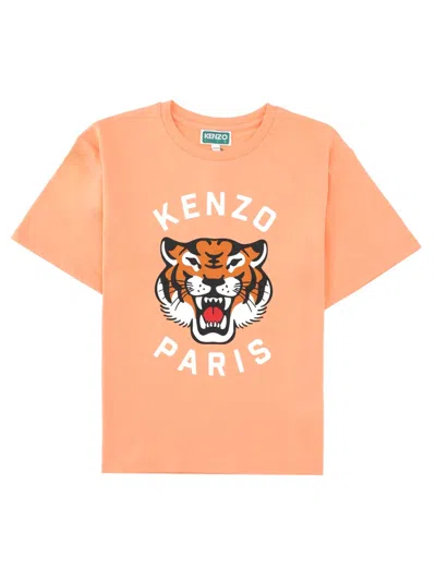 Kenzo Mini Cotton Tee Shirt For Boys In Powder