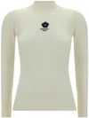 Kenzo Ribbed Logo Patch Mock Neck Sweater In White